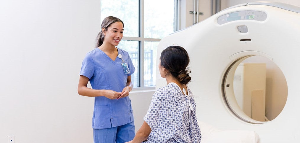 Patient and Nurse Talking Before CT Scan